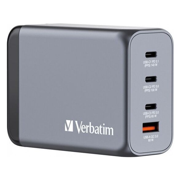 Φορτιστής Verbatim GaN 1x USB-A 3x USB-C (32205)