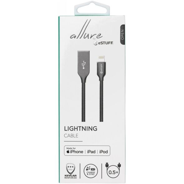 Καλώδιο USB eStuff Lightning - USB-A 0.5 m Γκρι (ES601065)
