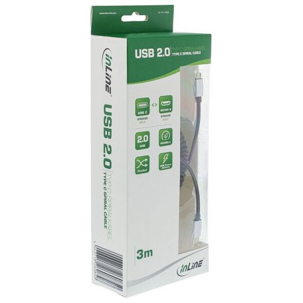 Καλώδιο USB InLine USB-C - microUSB 3 m Μαύρο (35863)