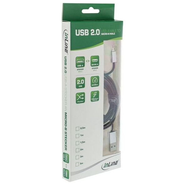 Καλώδιο USB InLine USB-A - microUSB 2 m Μαύρο (31720I)