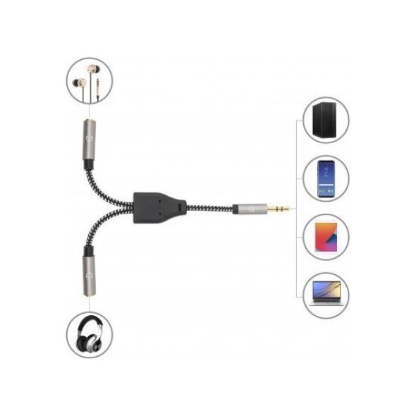 Manhattan MANHATTAN Καλώδιο διαχωριστή ακουστικών με προσαρμογέα ήχου Aux Y