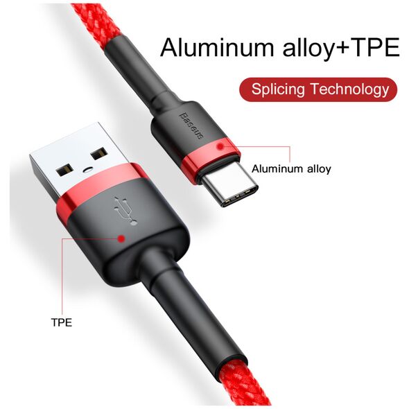 Καλώδιο USB Baseus USB-A - USB-C 0.5 m Κόκκινο (CATKLF-A09)
