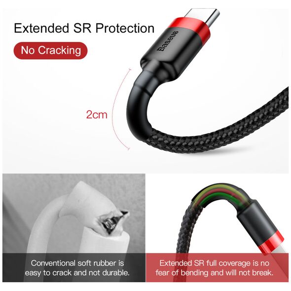 Καλώδιο USB Baseus USB-A - USB-C 0.5 m Μαύρο-κόκκινο (CATKLF-A91)