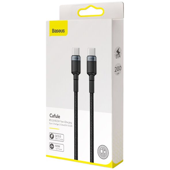 Καλώδιο USB Baseus USB-C - USB-C 2 m Μαύρο-γκρι (BSU1006GRYBLK)