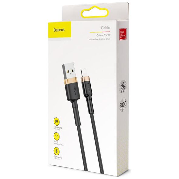 Καλώδιο USB Baseus USB-A - Lightning 3 m Μαύρο-Χρυσό (CALKLF-RV1)