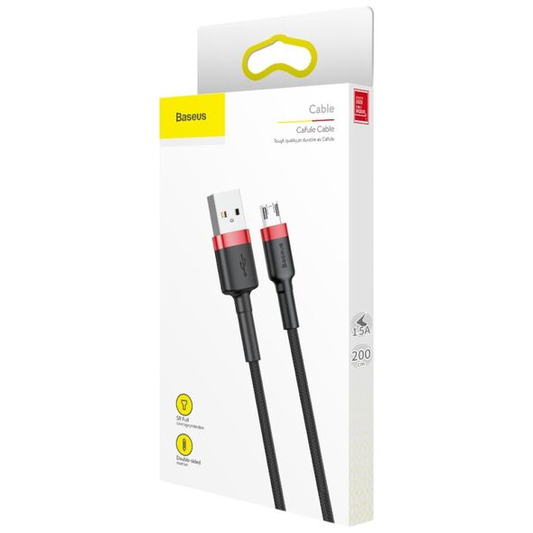 Καλώδιο USB Baseus USB-A - microUSB 2 m Μαύρο-κόκκινο (CAMKLF-C91)