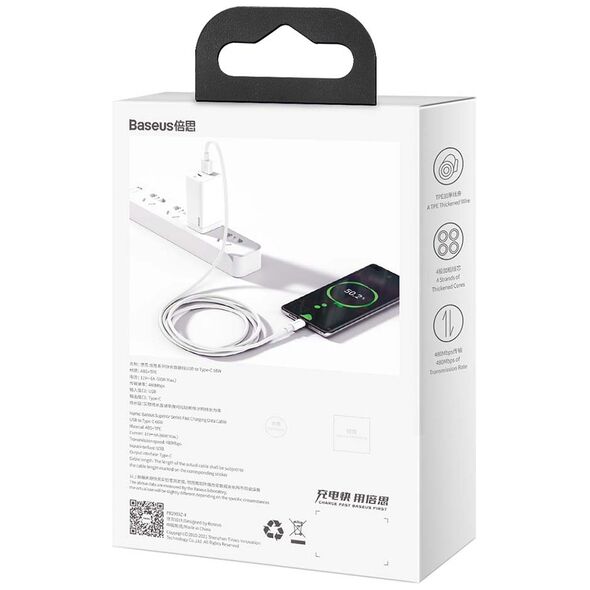 Καλώδιο USB Baseus USB-A - USB-C 2 m Λευκό (baseus_20210428115105)