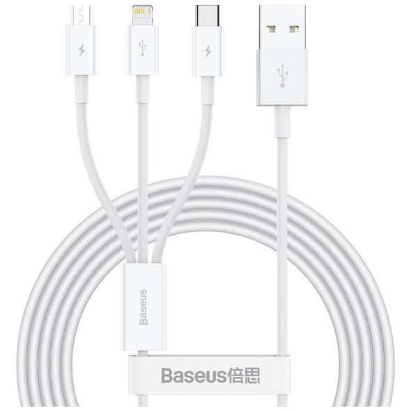 Καλώδιο USB Baseus USB-A - USB-C + microUSB + Lightning 1.5 m Λευκό (CAMLTYS-02)