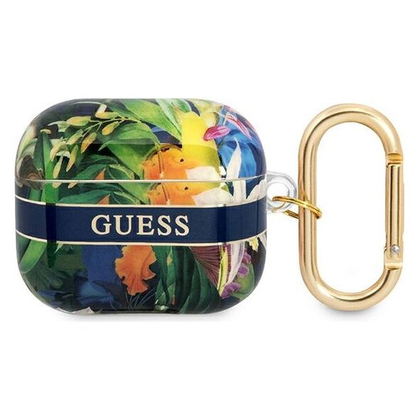 Θήκη προστασίας Guess Flower Strap Collection για AirPods 3 μπλε