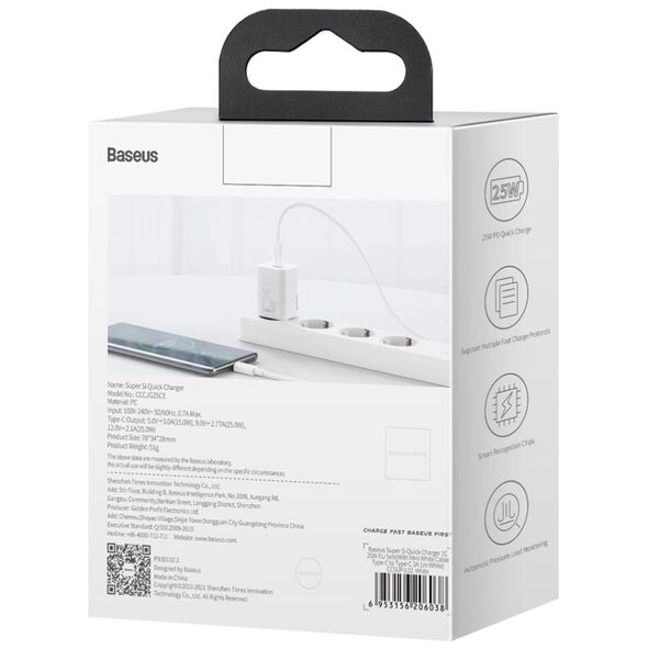 Φορτιστής Baseus Super Si 1x USB-C 3 A (BSU3037WHT)