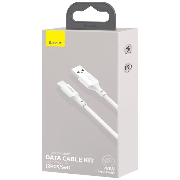 Καλώδιο USB Baseus USB-A - USB-C 1.5 m Λευκό (TZCATZJ-02)