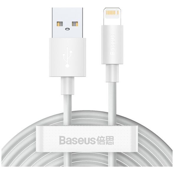 Καλώδιο USB Baseus 2x USB-A - Lightning 1.5 m Λευκό (6953156230316)
