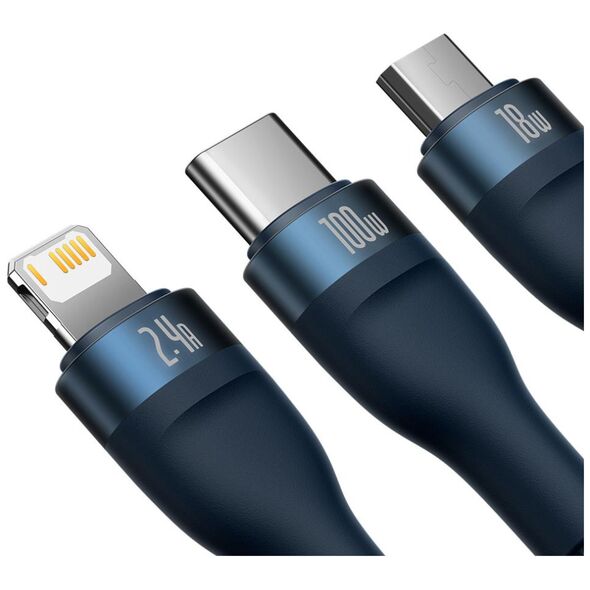 Καλώδιο USB Baseus USB-A - USB-C + microUSB + Lightning 1.2 m Μπλε (BSU3888)