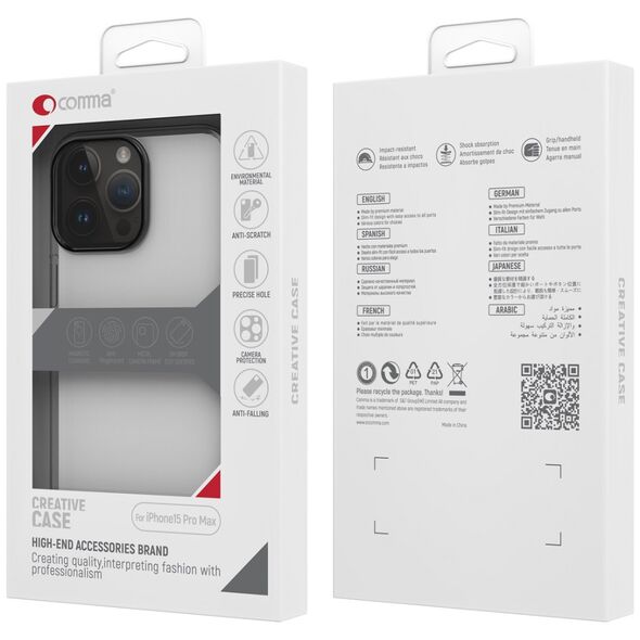 Comma case Hard Jacket for iPhone 15 Pro Max transparent antibacterial 6938595391651