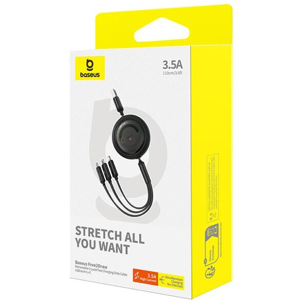 Καλώδιο USB Baseus USB-A - USB-C + microUSB + Lightning 1.1 m Μαύρο (P10368700111-03)