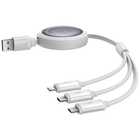 Καλώδιο USB Baseus USB-A - USB-C + microUSB + Lightning 1.1 m Λευκό (P10368700211-02)