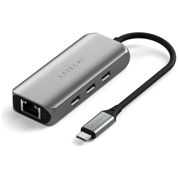 Satechi 4-In-1 USB-C Hub - διανομέας για κινητές συσκευές USB-C (3x USB-C 3.2 gen2 10Gbps, 2.5 Gigabit Ethernet) (space gray)