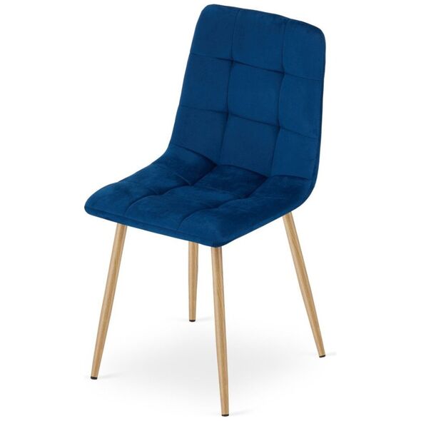 Καρέκλα KARA - μπλε βελούδο / ξύλινα πόδια x 1