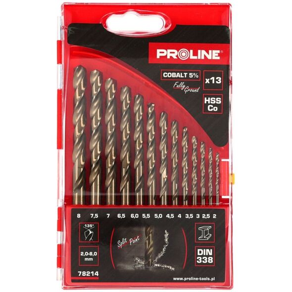 Τρυπάνι Pro-Line DRILLS FOR METAL HSSCO DIN338 GRANDING 13PCS (2-8MM) PROLINE