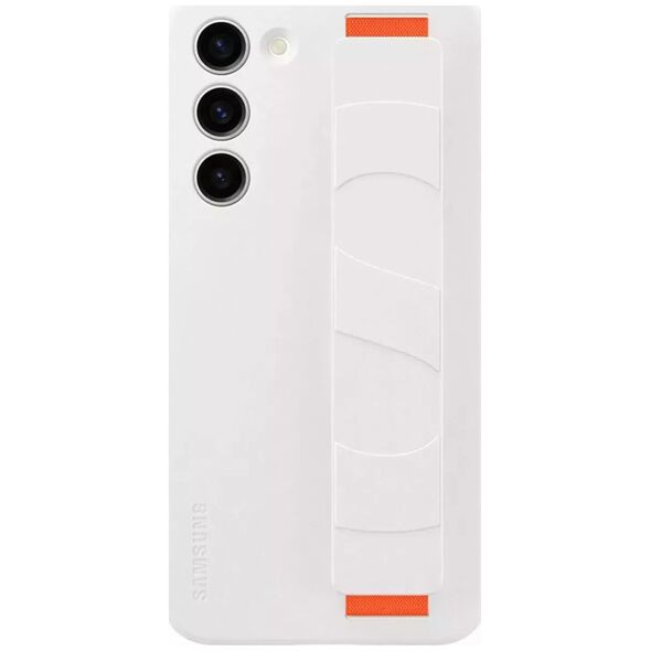 Samsung Θήκη Samsung Silicone Grip Cover για Samsung Galaxy S23+ Plus σιλικονούχο κάλυμμα με λουράκι για το χέρι λευκό