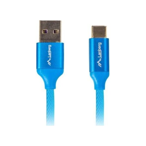 Καλώδιο USB Lanberg USB-A - USB-C 0.5 m Μπλε (CA-USBO-22CU-0005-BL)