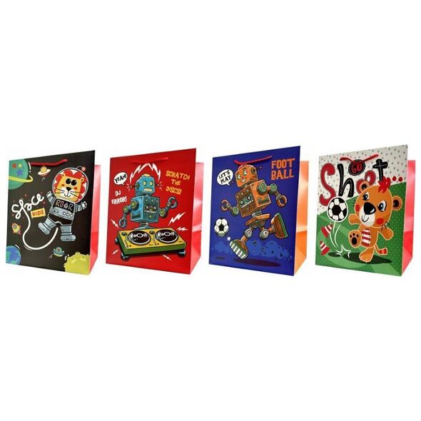 JU-PITER Διακοσμητική τσάντα δώρου 4 σχέδια 26x32x20cm JP 4639B φαρδύς πάτος mix τιμή ανά 1 τεμ