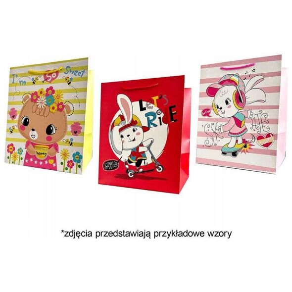 JU-PITER Διακοσμητική τσάντα δώρου 4 σχέδια 26x32x25cm JP 4645L φαρδύς πάτος mix τιμή για 1 τεμάχιο