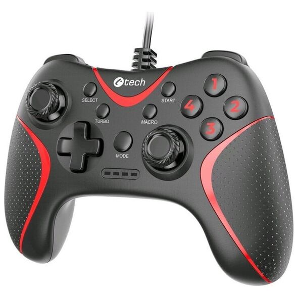 C-TECH gamepad Theon pro PC/PS3, 2 προγραμματιζόμενα κουμπιά μακροεντολών, 2x αναλογικό, X-input, δονητικό, καλώδιο 1,8m