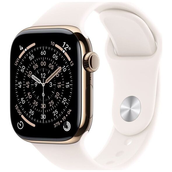 APPLE Watch Series 11 GPS + Cellular 42mm Θήκη από Χρυσό Τιτάνιο με Ανοιχτό Ροζ Αθλητικό Λουράκι - M/L