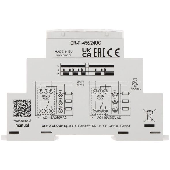 Ρελέ εγκατάστασης Orno Bistable 24 VAC/DC, 16A 13632798 5904988904983