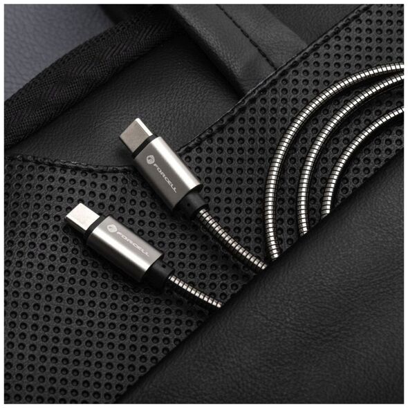 Καλώδιο USB C σε USB C FORCELL F-Energy QC4.0 PD 5A 100W E-Mark Metal 2 m C239 ασημί