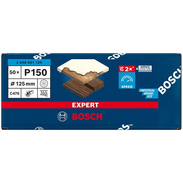 Bosch Bosch Expert C470 sanding sheet, 125mm, K150 multi-hole (50 pieces, for eccentric sanders)