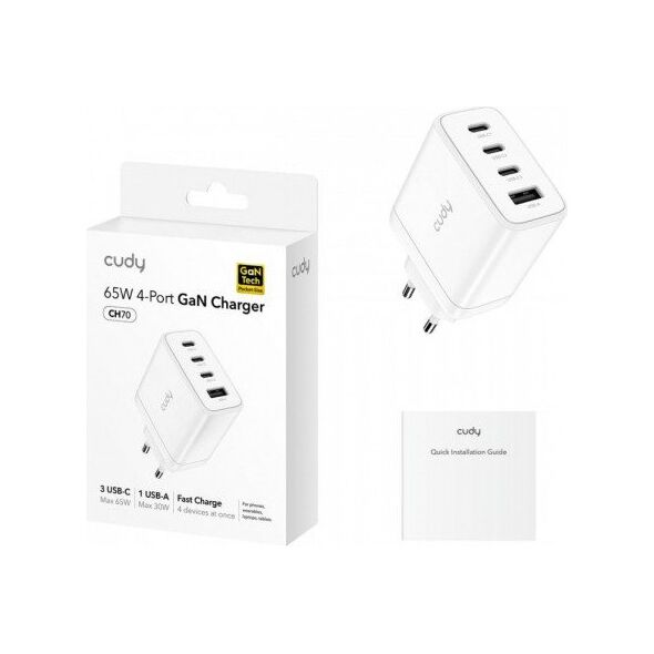 cudy Φορτιστής CH70_EU 65 W με 4 θύρες