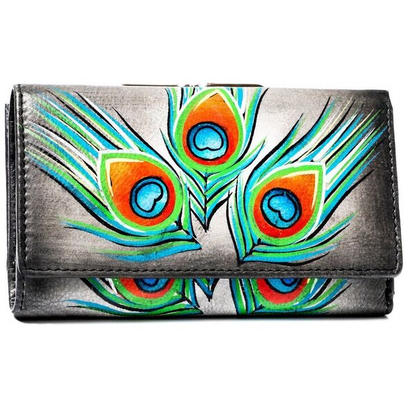 Μεγάλο γυναικείο πορτοφόλι με κούμπωμα από φυσικό δέρμα - Rovicky NoSize