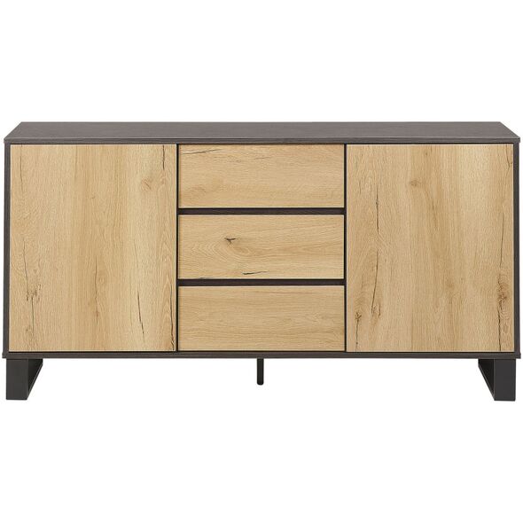 Μπουφές Beliani ανοιχτό ξύλο με μαύρο ELDA