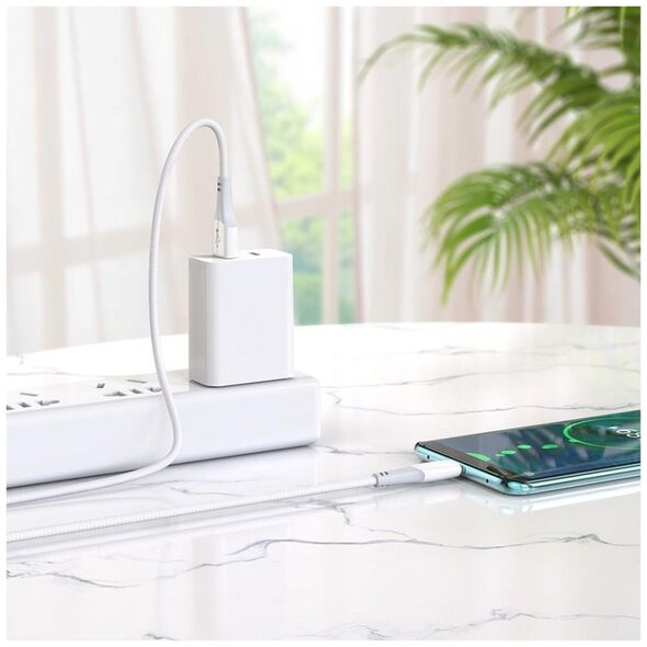 Καλώδιο USB Partner Tele.com USB-A - USB-C Λευκό