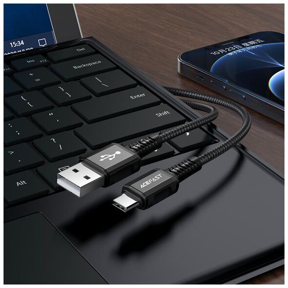 Καλώδιο USB Acefast USB-A - USB-C 1.2 m Μαύρο (6974316280545)