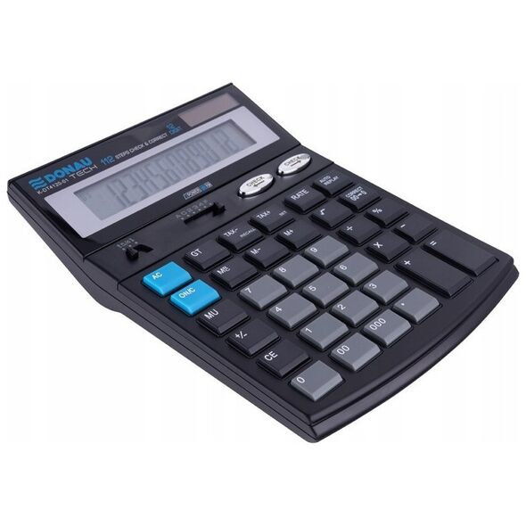 Υπολογιστής Donau Υπολογιστής γραφείου DONAU TECH, οθόνη 12 ψηφίων, διαστάσεις 185x140x37 mm, μαύρο