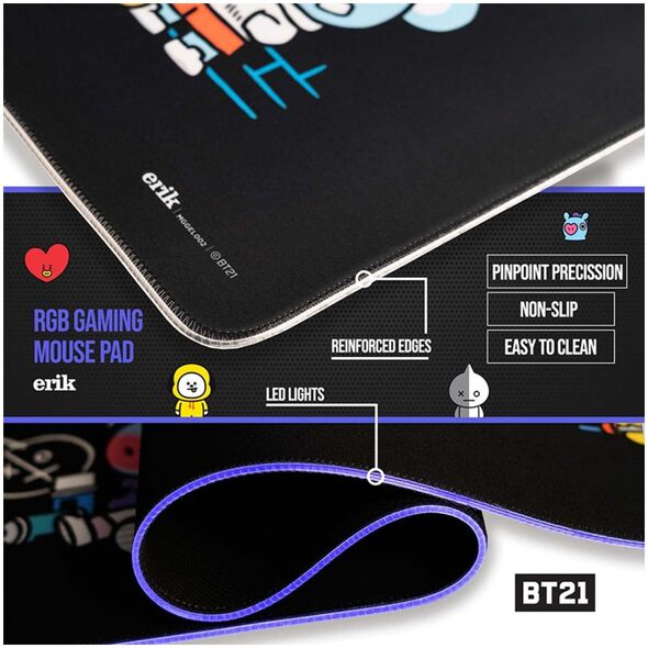 Harry Potter BT21 - Gaming mouse pad / γραφείο XXL με LED φωτισμό (90 x 40 cm)