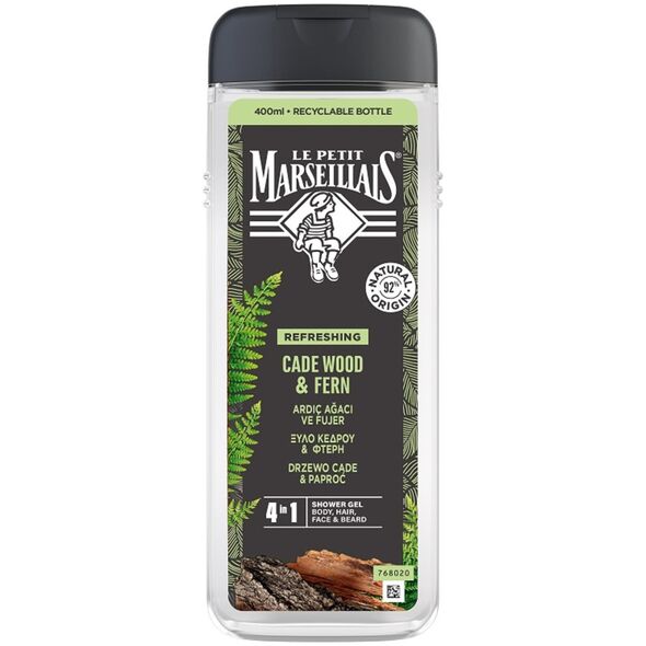 Le Petit Marseillais Αφρόλουτρο 4 σε 1 για άνδρες Ξύλο Cade & Φτέρη 400ml