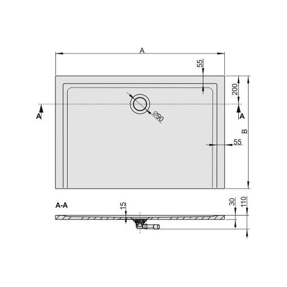 Ορθογώνιος ντουζιέρα Sanplast Space Mineral 100 cm x 80 cm (645-290-0330-01-000)