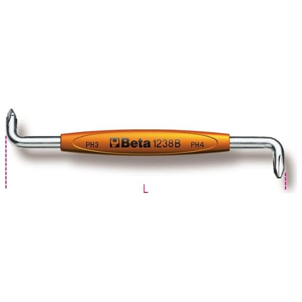 Γωνιακός κατσαβίδι διπλής όψης Philips Ph1-2 125mm Beta Tools (012380201)