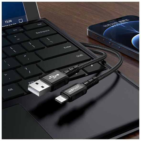 Καλώδιο USB Acefast USB-A - Lightning 1.2 m Μαύρο (6974316280507)