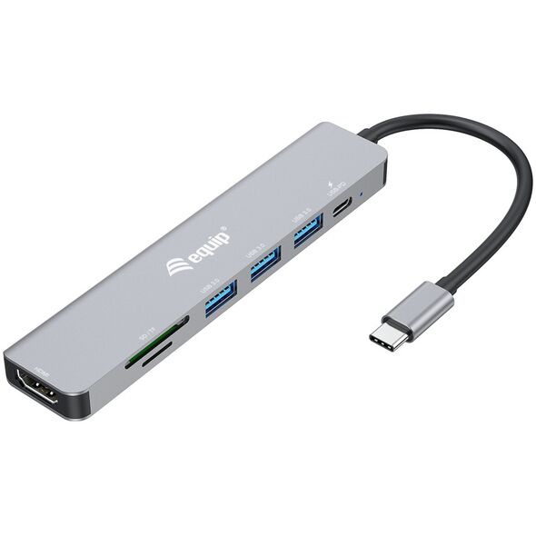 HUB USB Equip Equip Dock USB-C->HDMI,3x USB3.0, 100W PD,SD/TF μαύρο