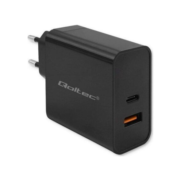 Φορτιστής Qoltec Φορτιστής Super Quick PD | 1xUSB-C | 1xUSB | 90W | 5-20V | 2.4-4.35A | Μαύρη