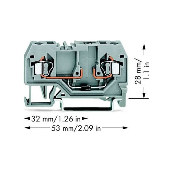 Συνδετήρας ράγας 2 καλωδίων με δίοδο 1N4007 2,5mm2 γκρι (280-915/281-410)