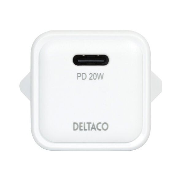Φορτιστής Deltaco USB-C mini sieninis įkroviklis DELTACO 1x USB-C, PD 20 W, λευκός / USBC-AC150