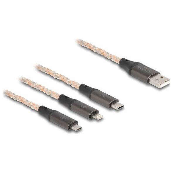 Καλώδιο DeLOCK 88158 USB USB 2.0 1,2 m USB A USB C/Micro-USB B/Lightning Διαφανές