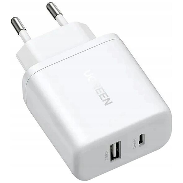 Φορτιστής τοίχου UGREEN X227 20W GaN USB-A, USB-C λευκός