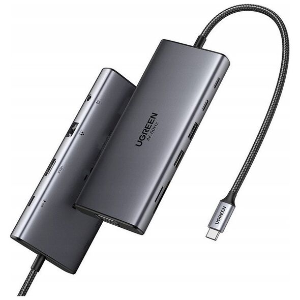 HUB UGREEN CM639 USB-C / HDMI 4K60 Hz, VGA, 2xUSB-C 3.2 10Gbps, 2xUSB-A, SD/TF, RJ45, AUX 3.5mm, USB-C 100W PD